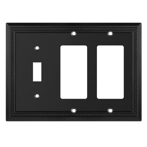 Image of Henne Bery Sunken Pearls Heavy Duty Decorative Wall Plate Switch Plate Outlet Cover (Single Toggle /Double Decorator, Matte Black)