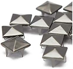Pyramid Studs, 100 Pcs Nailheads Metal Punk Spikes Spots Square Rivets with Spikes (0.3 Inch, Gun Metal/Black)