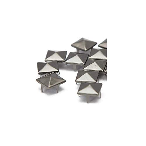 Pyramid Studs, 100 Pcs Nailheads Metal Punk Spikes Spots Square Rivets With Spikes (0.3 Inch, Gun Metal/Black) #TOP18