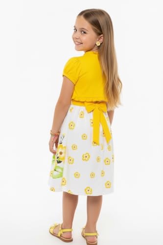 Image of ToBeInStyle Girls Two Piece Short Sleeve Dress and Matching Bolero Crop Cardigan Assorted Prints Cotton Blend Summer Outfit