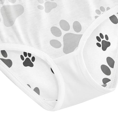 Dog Paw Prints White Kids Underwear, Toddler Briefs, Girls Cotton Underwear, 2–8 Years4