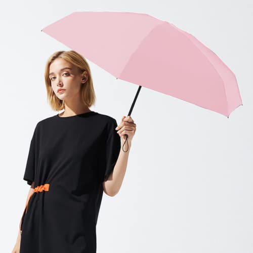 Image of Travel Sun Umbrella for Purse With Case,Small Compact UV Umbrella Protection Sun,Lightweight Portable Parasol Windproof for Women Men Kids (Pink)