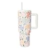 Simple Modern Mother's Day 40 oz Trek Tumbler with Handle and Straw Lid | Cup Holder Friendly Insulated Stainless Steel Travel Mug | Field of Flowers