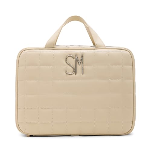 Steve Madden Women's Square Quilted Cosmetic Bag, Oatmilk
