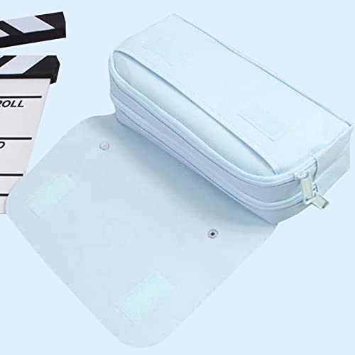 Kawaii Cherry Blossom Pencil Bag Pink Sweet Pencil Case Large Capacity Stationery Pouch School Supplies Makeup Bag (Blue)