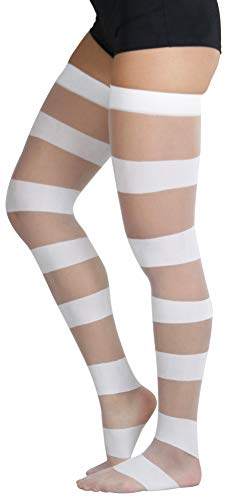 Image of ToBeInStyle Women's Vibrant Horizontal Wide Striped Thigh High Stockings