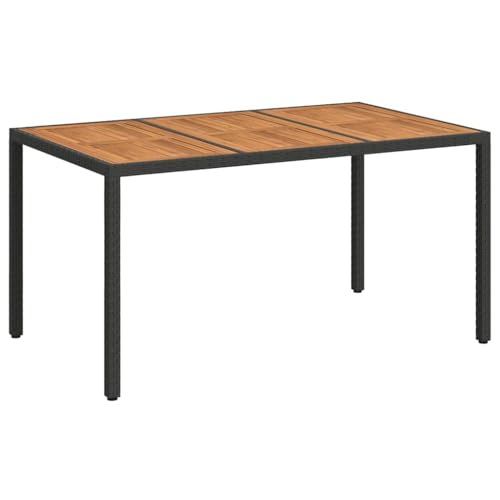 vidaXL Mesa de Jardín Negro 150 x 90 x 75 cm ratán sintético, Muebles Modernos de poliratán para jardín y terraza, Mesa de Comedor Resistente para Exteriores, reunión estilosa en el Patio, diseño rús