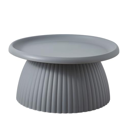 Moderna mesa de centro redonda – Diseño de hongo nórdico de plástico, mini mesa auxiliar simple para balcón, 71.1 cm de largo x 71.1 cm de ancho x 35.6 cm de alto