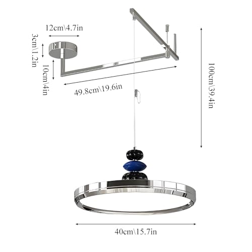 Suspension à bras oscillant chromé et luminaire télescopique réglable - 5