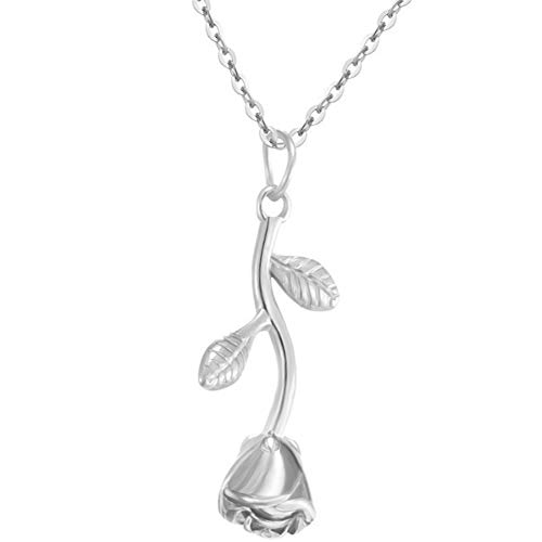 Jude Jewelers Stainless Steel Rose Flower Style Statement Pendant Party Necklace