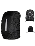 [Marcea] リュックカバー レインカバー リュック ザックカバー 2倍以上の防水性 四つの防水設計 落下防止 十字バックルでズレない 夜間反射 収納袋付き 6色選択 5サイズ (ブラック, S（20L~30L）)