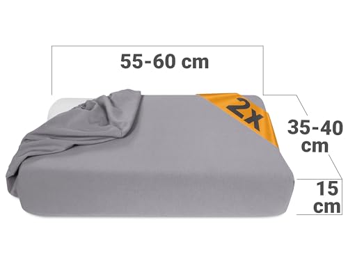 npluseins 2er Pack Spannbezüge für Nackenkissen Gesundheitskissen 959.1234, M, 35-40x55-60 cm, Silber
