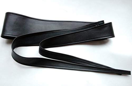 Leather Wrap Belt Obi Belt For Women Wide Waist Band Handmade (Black, M) #TOP2