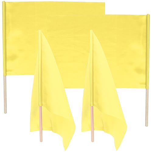 BESPORTBLE 4pcs Racing Signal Flags for Refereeing Sports Events Lightweight Hand Flags for Soccer Rugby and Field Hockey Durable Comfortable Grip