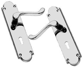 OriginalForgery Victorian Scroll Chrome Door Handles with Keyhole