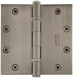 Emtek 9600 Brass Hinges (Pair) - Heavy Duty Ball Bearing - Square Corners - 5" x 5" - 9641619 - Flat Black (US19)