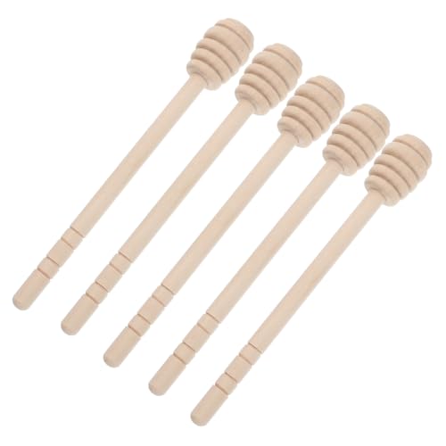 HOLIDYOYO 5pcs Honey Stirring Spoon Honey Ladle Jam Honey Sticks Cocktail Syrup Honey Stick Server Honey Mixer Syrup Stirrer Sugar Syrup for Cocktails Jam Dipper Wooden re-usable