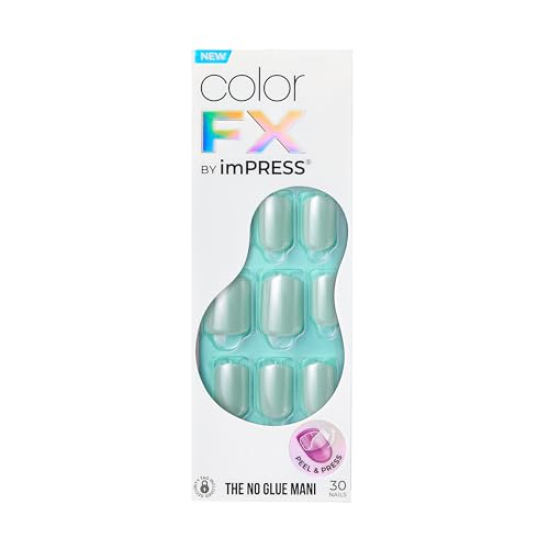 Kiss Impress No Glue Mani Press On Nails, ColorFX, 'After Hours', Blue, Short Size, Squoval Shape, Includes 30 Nails, Prep Pad, Instructions Sheet, 1 Manicure Stick, 1 Mini File
