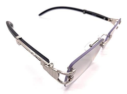 Executive Rimless Silver Black frame Eyeglasses / Sunglasses3