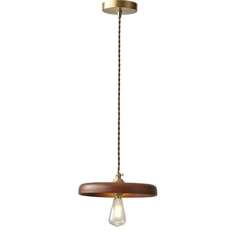 GHBSDNEPP Modern Hanging Lamp, Walnut Wood Color Adjustable Metal Hang Lamp Vintage Pendant Lights, E27 Light Source Chandelier for Kitchen Island Bedroom Living Dining Room Light Fixture