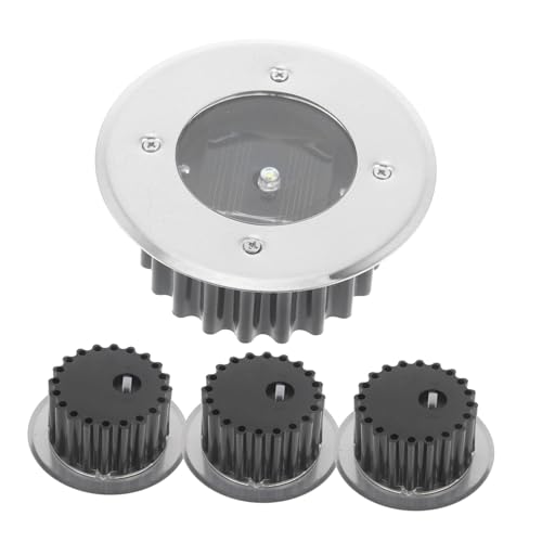Cabilock 4 piezas Lámparas Solares de Suelo de Acero Inoxidable Luces LED para Césped con Sensor y Interruptor Resistentes para Jardín Exterior