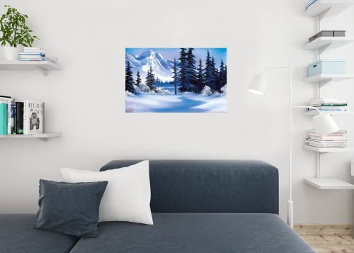 Bob Ross Winter Mountain Art Print Painting Bob Ross Poster Bob Ross Collection Bob Art Paintings Happy Accidents Bob Ross Print Decor Mountains Painting Cool Wall Decor Art Print Poster 36X24 #TOP5
