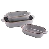 Kvv Ceramic Bakeware Set of 3 Piece Retangular Baking Pan,Baking Dishes, Lasagna Pans for Cooking,...