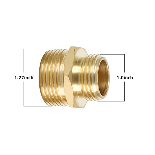 Styddi 3/4” Ght X 1” Npt Male Coupler Connector, Brass Garden Hose Convert Adapter Fitting, Garden Hose Thread To 1” Npt Male Pipe Thread #TOP3
