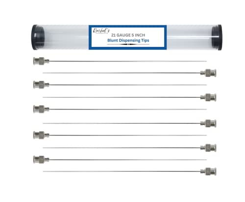 Rachel's Closeouts 10 Packs of 21 Gauge Needle 5-inch Stainless Steel Blunt Tip Needle Industrial Dispensing Needle | Luer Lock Needle | Syringe Needles |