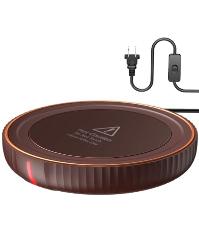HouseGem Large Candle Warmer Plate - Coffee Cup Mug Warmer for Desk, Candle Melter, Electric Mug Heater for Beverages, Milk & Tea, Coffee Accessories Ideal Gifts Keep Cup Warm (Brown)