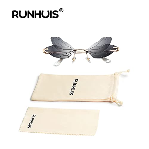 Image of Dragonfly Rimless Sunglasses Wing Shaped Butterfly Fairy Shades Glasses Fashion Party Sunglasses for Women Men