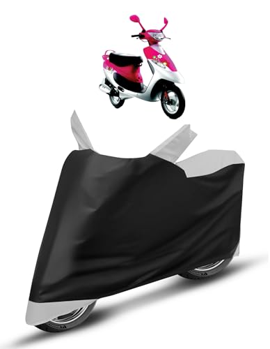 Image of Auto Hub Scooty Cover Compatible with TVS Scooty Pep Plus with Mirror Pocket, Dustproof, Heat Resistant, Triple Stitched, Pep Plus Scooty Cover- Navy, Silver