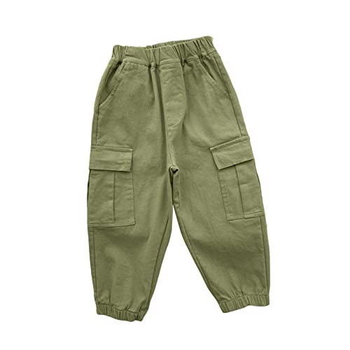 Kids Girls Toddler Cargo Pants High Waist Lightweight Outdoor Jogger Pants Casual Baggy Sweatpants Boys Joggers Khaki