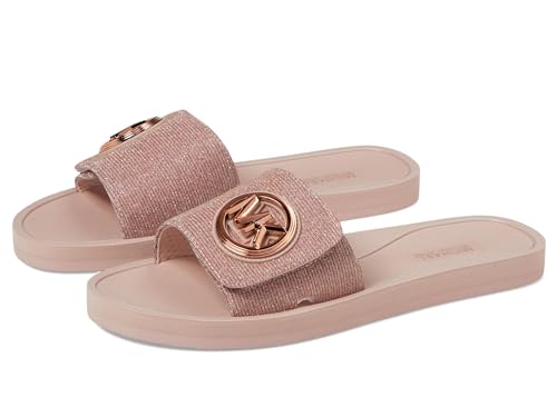 Michael Kors Women's MK Charm Slide, Rose Gold, 8
