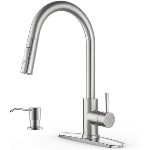 APPASO Brushed Nickel Kitchen Faucet with Soap Dispenser Cover