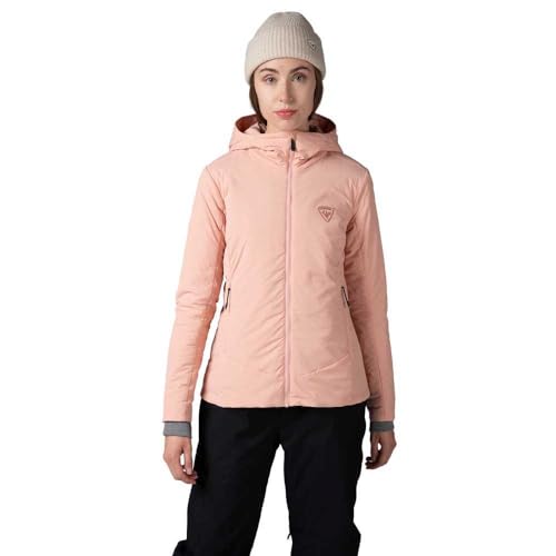 Veste de ski coupe classique Rossignol Opside rose pastel isolée avec plusieurs poches