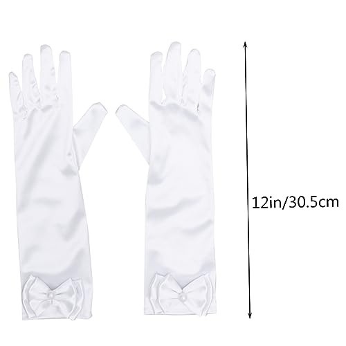 JEWEDECO One Size Boys and Girls Gloves Satin Bowknot Flower Girl Wedding Church Baptism Pageant Ball Gloves