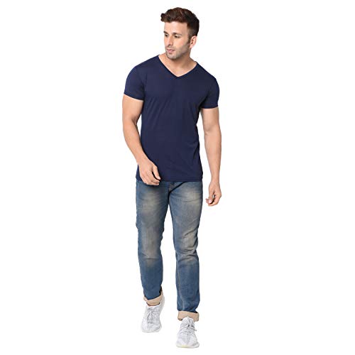 Image of Men's Cotton Blend Half Sleeve V Neck Tshirt