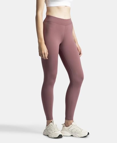 Image of Jockey MW20 Women Microfiber Elastane Stretch Performance Active Wear Leggings with Elasticated Waistband
