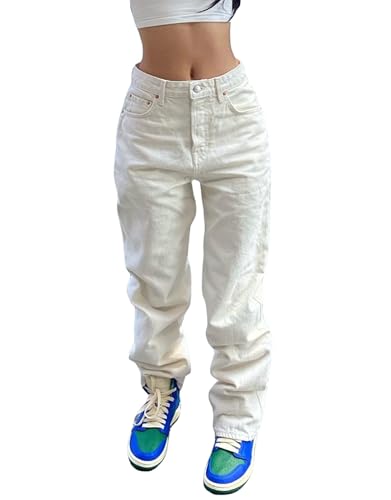 Low Rise Baggy Jeans Women Y2K Wide Leg Distressed Cargo Pants Vintage Star Print Grunge Streetwear