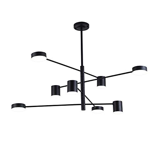 Lustre vintage noir LED à 8 lampes orientables pour table de salle à manger