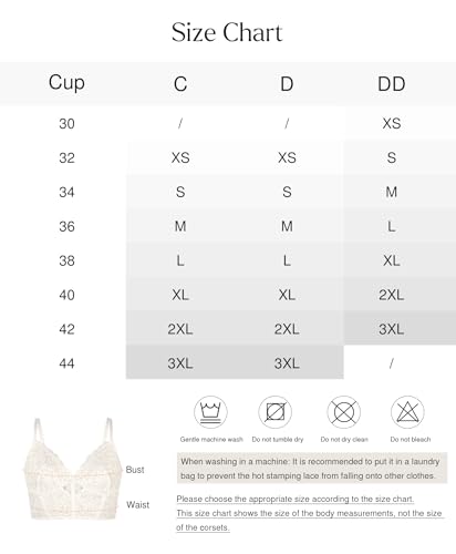 Popilush Bustier Corset Crop Tops for Women V Neck Lace Bralette White M - image 7