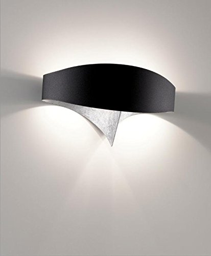 SELENEScudo Wall Light 11 W, Black with Silver Leaf