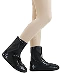iCreek Waterproof Shoe Cover Non-Slip Elastic Rain Boot Men's and Women's Shoe Covers Outdoor Overshoes Shoe Reusable Protectors Covers for Hiking, Motorcycle, Cycling, Black