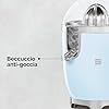 Smeg, Spremiagrumi Elettrico CJF11BLEU, Spremitura a Pressione Manuale, Beccuccio Antigoccia e Cono Universale, Base Antiscivolo, Avvolgicavo Integrato, 70W, Nero