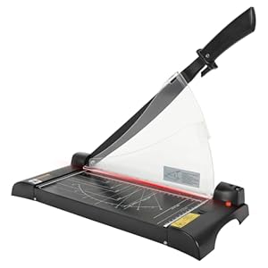 12.5″ Guillotine Paper Cutter with Laser, Paper Trimmer with Safety Guard and Blade Lock, Heavy Duty Metal Base, 10 Sheet Capacity Paper Slicer for Crafting, Classroom and Office