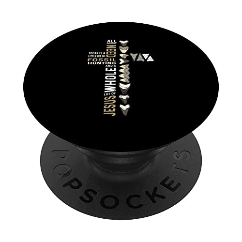Jesus And Fossil Hunting. Megalodon Fossil Tooth Hunter PopSockets Swappable PopGrip, Black