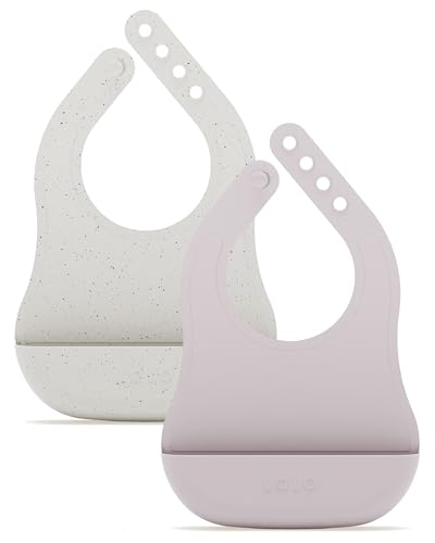 Image of Lalo The Bib - Waterproof, Non-Toxic Silicone Baby Bib with Adjustable Neck Band & Silicone Food Pouch Catcher, Set of 2