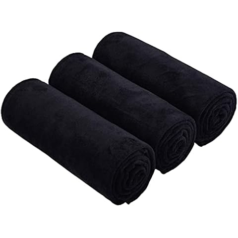 FYIEN Gym Towels Microfibre Sports Towels Fast Drying Absorbent Workout Sweat Towels for Gym Fitness Yoga Camping Travel Hiking Beach for Men and Women black 3-Pack 40cm X80cm Cover