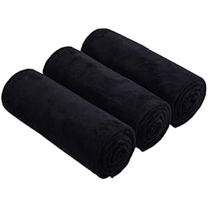 FYIEN Gym Towels Microfibre Sports Towels Fast Drying Absorbent Workout Sweat Towels for Gym Fitness Yoga Camping Travel Hiking Beach for Men and Women black 3-Pack 40cm X80cm